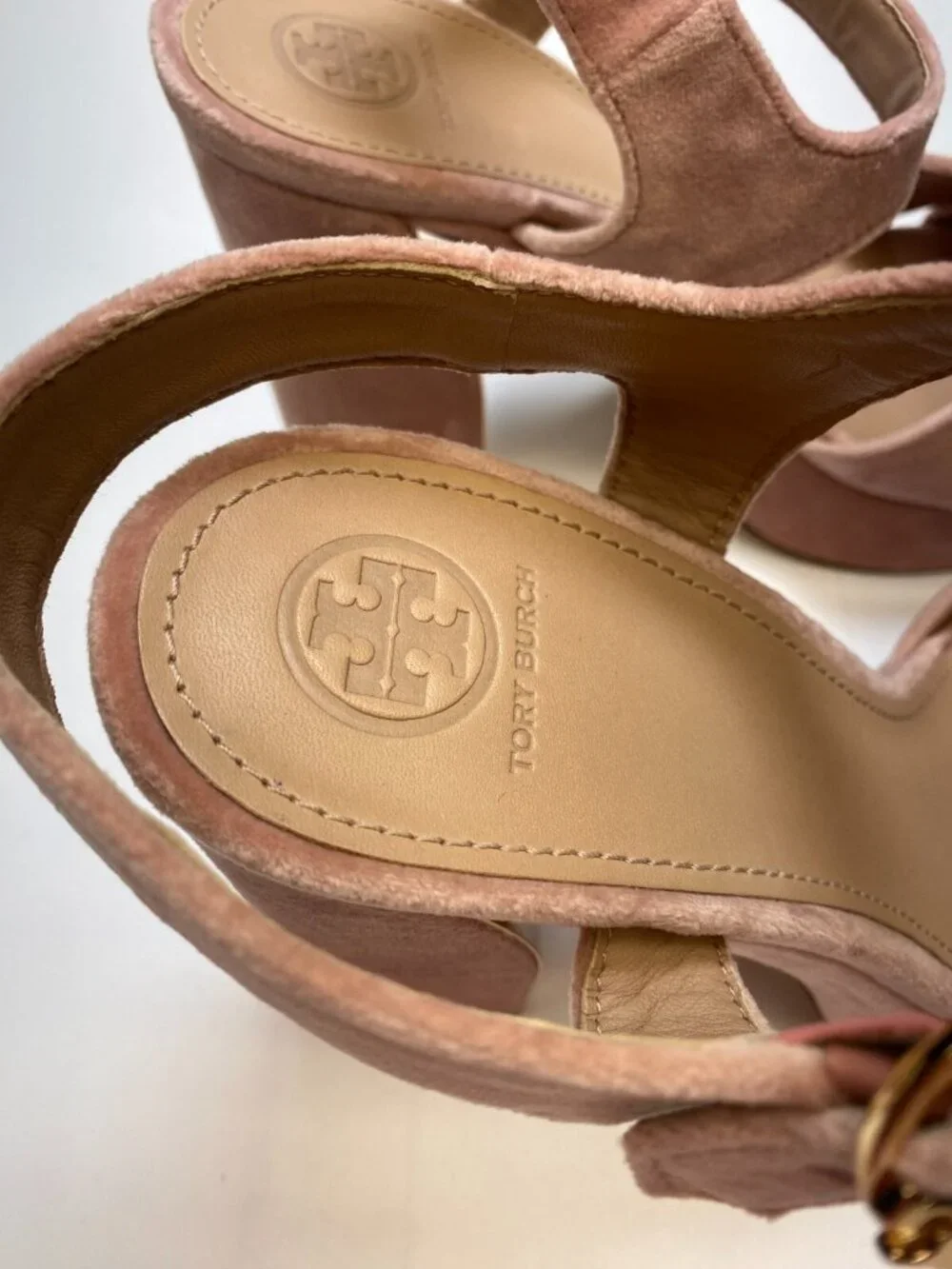 Tory Burch Womens Velvet Loretta Pink Suede Platform Sandals Sz 11